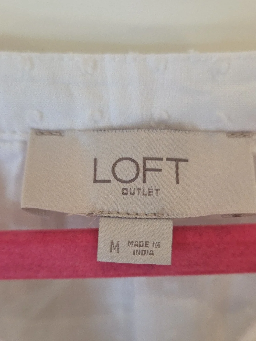 LOFT White Dot-Textured Button Front Blouse
